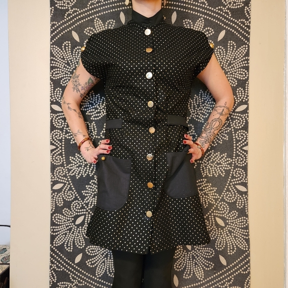 🪞 Handmade Black & Gold Apron Dress – One of a Kind ♣️ - Picture 4 of 10